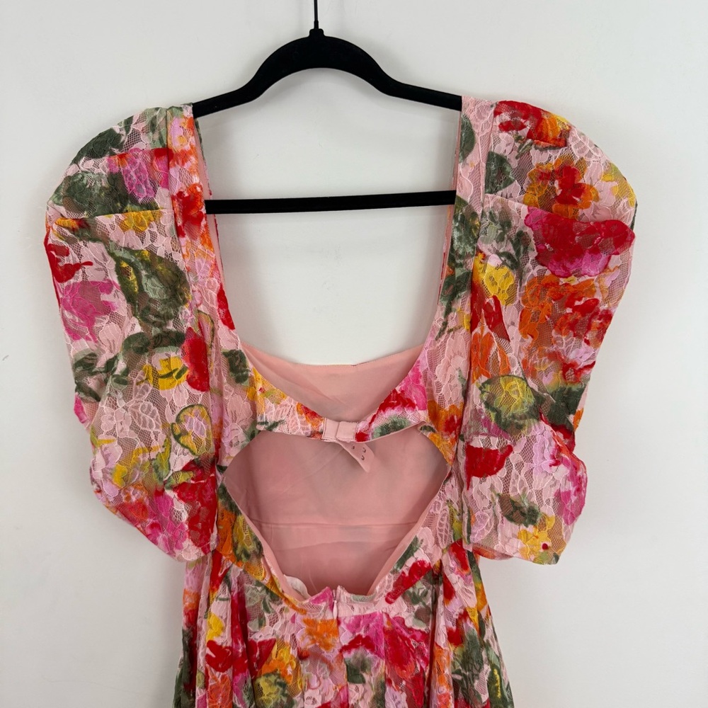 For Love & Lemons Dascha Lace Puff Sleeve Floral Dainty Mini Dress Size M NEW - Picture 9 of 16